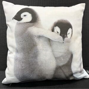 By Nord Penguins children’s collection Decorative Pillow in Gray and White 12 in